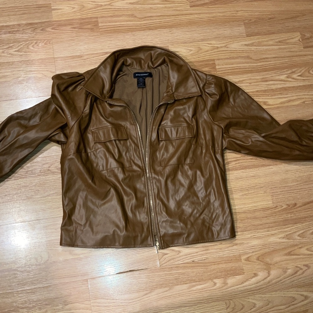 Ashley Stewart Tan Faux Leather Jacket